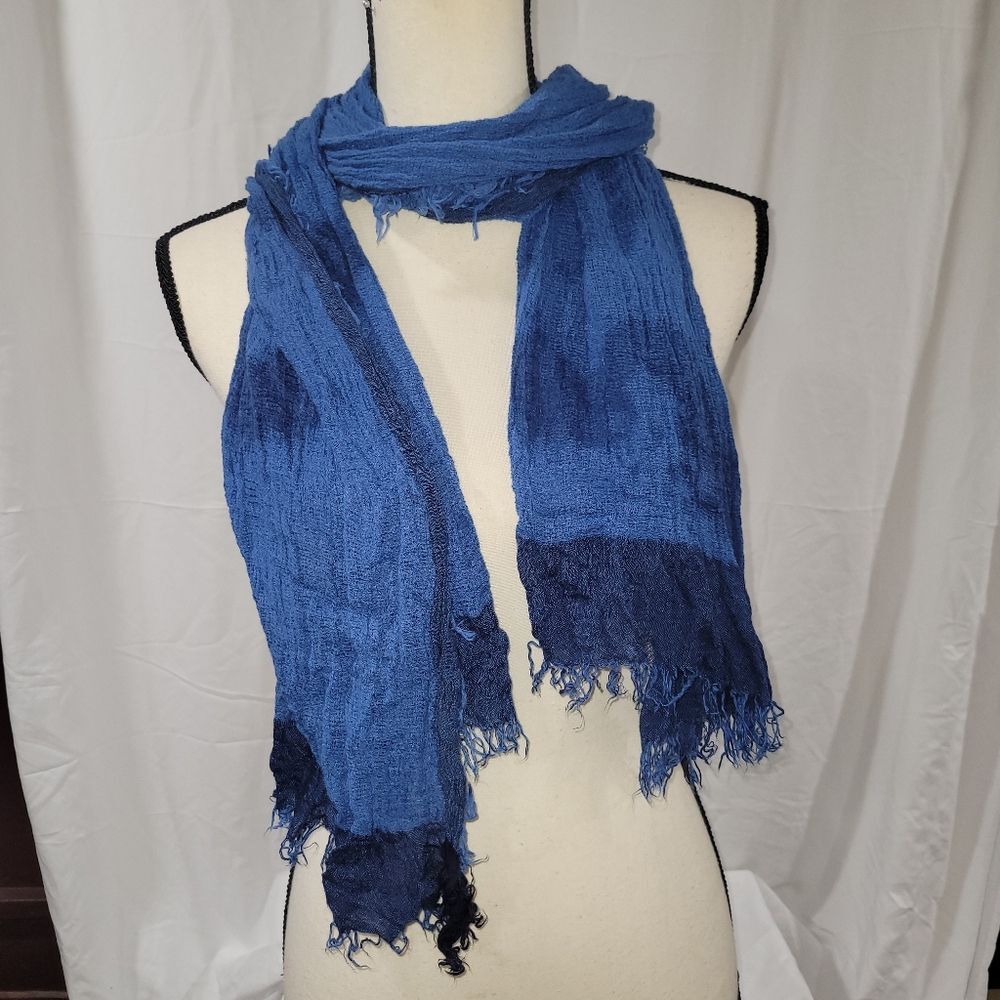 Olsenboye blue soft fringe scarf
